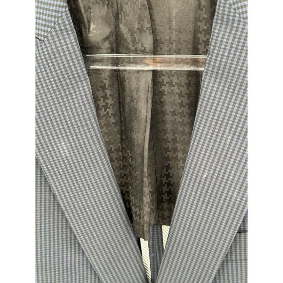 John Varvatos Blazer Mens 44R Navy Check Unlined Sport Coat Suit Jacket Textured - Picture 2 of 8